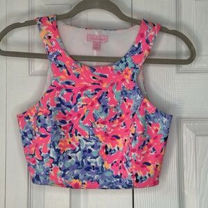 LILLY PULITZER Mallika Cropped Top (ONLY) Sz XS Multi Coco Coral‎ Crab Coastal